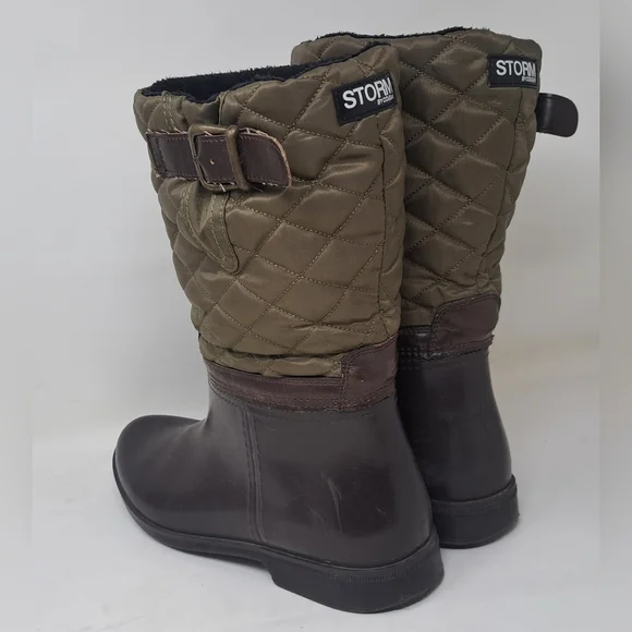 Storm By Cougar Women's Sassy Rain Boots Boot Olive Quilted Buckle Size 9  US - Picture 6 of 14